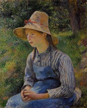 卡米耶 畢沙羅 Young Peasant Girl Wearing a Hat